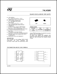 74LVQ86MTR datasheet: QUAD EXCLUSIVE OR GATE 74LVQ86MTR