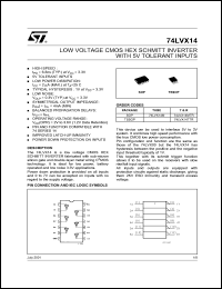 74LVX14M datasheet: LOW VOLTAGE CMOS HEX SCHMITT INVERTER 74LVX14M