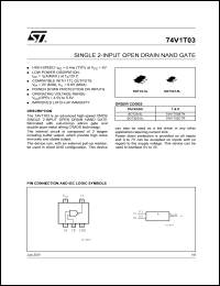 74V1T03CTR datasheet: SINGLE 2-INPUT OPEN DRAIN NAND GATE 74V1T03CTR