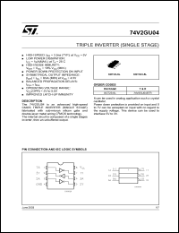 74V2GU04CTR datasheet: TRIPLE INVERTER (SINGLE STAGE) 74V2GU04CTR