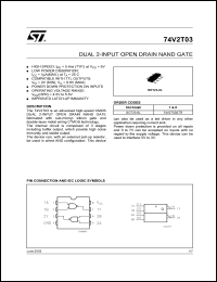 74V2T03CTR datasheet: DUAL 2-INPUT OPEN DRAIN NAND GATE 74V2T03CTR