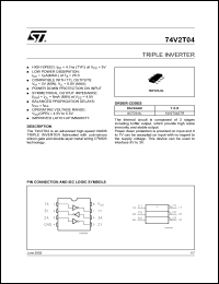 74V2T04STR datasheet: TRIPLE INVERTER 74V2T04STR