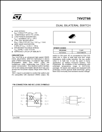 74V2T66CTR datasheet: DUAL BILATERAL SWITCH 74V2T66CTR