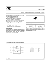 74V2T86STR datasheet: DUAL 2-INPUT EXCLUSIVE OR GATE 74V2T86STR