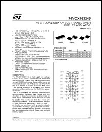 74VCX163245TTR datasheet: 16-BIT DUAL SUPPLY BUS TRANSCEIVER LEVEL TRANSLATOR 74VCX163245TTR