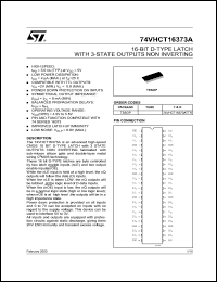 74VHCT16373ATTR datasheet: 16-BIT D-TYPE LATCH WITH 3-STATE OUTPUTS NON INVERTING 74VHCT16373ATTR