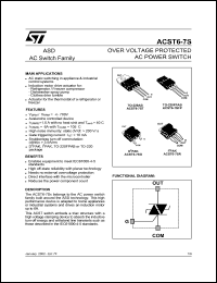 ACST6-7SG datasheet: OVER VOLTAGE PROTECTED AC POWER SWITCH ACST6-7SG