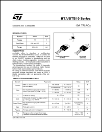 BTB10-600BW datasheet: 10A TRIACS BTB10-600BW