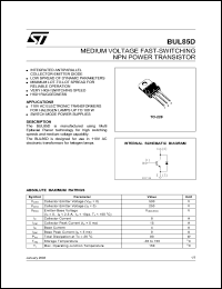 BUL85D datasheet: MEDIUM VOLTAGE FAST-SWITCHING NPN POWER TRANSISTOR BUL85D