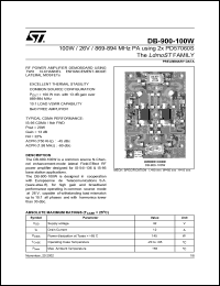 DB-900-100W datasheet: 100W / 26V / 869-894 MHZ PA USING 2X PD57060S DB-900-100W