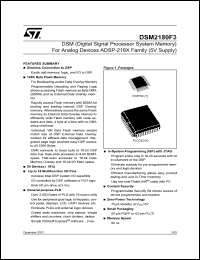 DSM2180F3 datasheet: DSM (DIGITAL SIGNAL PROCESSOR SYSTEM MEMORY) FOR ANALOG DEVICES ADSP-218X FAMILY (5V SUPPLY) DSM2180F3