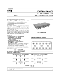 EMIF06-10006F1 datasheet: 6 LINES EMI FILTER AND ESD PROTECTION EMIF06-10006F1