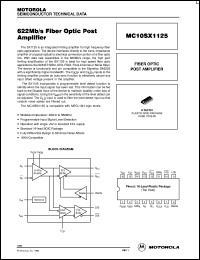 MC10SX1125DR2 datasheet: 622Mb/s Fiber Optic Post Amplifier MC10SX1125DR2