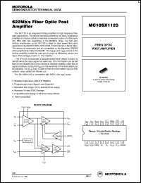 MC10SX1125D datasheet: 622Mb/s Fiber Optic Post Amplifier MC10SX1125D