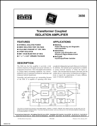3656AG datasheet: Transformer Coupled isolation amplifier 3656AG