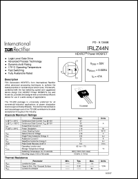 IRLZ44N datasheet: Power MOSFET for fast switching applications, 55V, 47A IRLZ44N