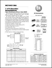 MC74HC138AFR2 datasheet: 1-of-8 Decoder/Demultiplexer MC74HC138AFR2