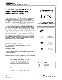 MC74LCX138D datasheet: Low-Voltage CMOS 1-of-8 Decoder/Demultiplexer with 5V-Tolerant Inputs MC74LCX138D
