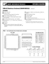 WS128K32-25G2SMRA datasheet: 25ns; 5V power supply; 128K x 32 radiation hardened SRAM module WS128K32-25G2SMRA