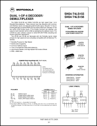 SN74LS156ML1 datasheet:  DUAL 1-OF-4 DECODER/ DEMULTIPLEXER SN74LS156ML1