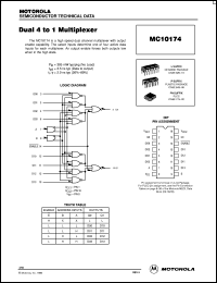 MC10174L datasheet: Dual 4 to 1 Multiplexer MC10174L