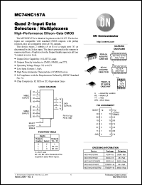 MC74HC157ADTR2 datasheet: Quad 2-Input Data Selectors/Multiplexers MC74HC157ADTR2