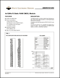 EDI9F416128C85BNC datasheet: 85ns; 5V power supply; 4 x 128K x 16 static RAM CMOS module EDI9F416128C85BNC