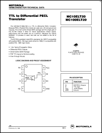 MC100ELT20D datasheet: TTL to Differential PECL Translator MC100ELT20D