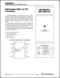MC100ELT21DR2 datasheet: Differential PECL to TLL Translator MC100ELT21DR2