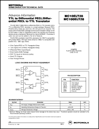 MC100ELT28D datasheet: TTL to Diff PECL/Diff PECL to TTL MC100ELT28D