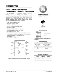 MC100EPT22D datasheet: Dual LVTTL/LVCMOS to Differential LVPECL Translator MC100EPT22D