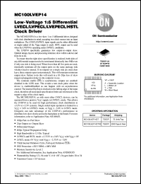 MC100LVEP14DT datasheet: Low-Voltage 1:5 Differential LVECL/LVPECL/LVEPECL/HSTL Clock Driver MC100LVEP14DT