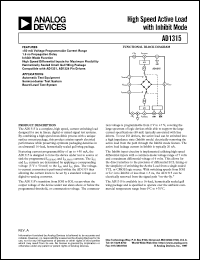 AD1315KZ datasheet: 12V; high speed active load with inhibit mode. For automatic test equipment, semiconductor test system, board level test system AD1315KZ