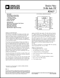 AD1862N datasheet: 0-13.2V; ultralow noise 20-bit audio DAC. For high performance compact disc players, digital audio amplifiers, synthesizer keyboards AD1862N