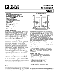 AD1864N datasheet: 0-13.2V; complete dual 18-bit audio DAC. For multichannel audio applications AD1864N