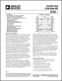 AD1864P datasheet: 0-13.2V; complete dual 18-bit audio DAC. For multichannel audio applications AD1864P