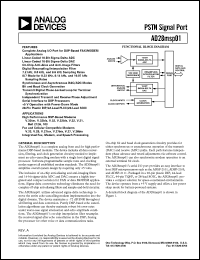 AD28MSP01KN datasheet: 0.3-7V; PSTN signal port. High performance DSP-based modems V.32ter, V32bis, V.32, V.22bis, V.22, V.21 bell 212A, 103 fax and cellular-compatible modems V.33, V.29, V.27ter, V.27bis, V.27, V.26bis integrated fax, modem and speech processing AD28MSP01KN