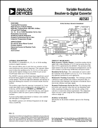 AD2S83AP datasheet: 13V; 800mW; variable resolution, monolithic resolver-to-digital converter. For DC brushless and AC motor control, process control, numeral control of machine tools, robotics, axis control, military servo control AD2S83AP