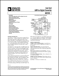 AD2S93BP datasheet: 0.3-7V; 1000mW; low cost LVDT-to-digital converter. For industrial gauging, industrial process control, linear positioning systems, linear actuator control AD2S93BP