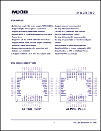 MX93002FC datasheet: Dual PCM CODECs MX93002FC