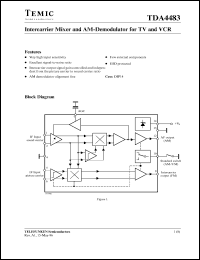 TDA4483 datasheet: Intercarrier mixer and AM-demodulator for TV and VCR TDA4483