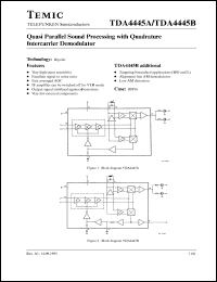 TDA4445A datasheet: Quasi parallel sound processing with quadrature intercarrier demodulator TDA4445A
