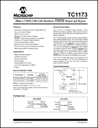 TC1173-3.3VUA datasheet: 300mA CMOS LDO with shutdown error output and bypass, output 3.3V TC1173-3.3VUA