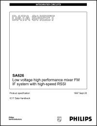 SA626DK datasheet: Low voltage high performance mixer FM IF system with high-speed RSSI. SA626DK