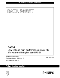 SA636DK datasheet: Low voltage high performance mixer FM IF system with high-speed RSSI. SA636DK