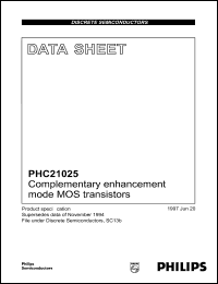 PHC21025 datasheet: Complementary enhancement mode MOS transistor. PHC21025