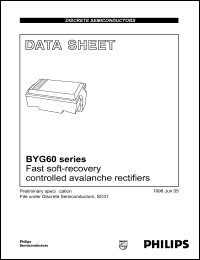 BYG60D datasheet: Fast soft-recovery controlled avalanche rectifier. Repetitive peak reverse voltage 200 V. BYG60D