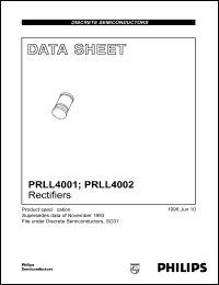 PRLL4001 datasheet: Rectifier. Repetitive peak reverse voltage 50 V. PRLL4001