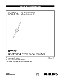 BY527 datasheet: Controlled avalanche rectifier. Repetitive peak reverse voltage 1250 V. BY527