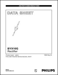 BYX10G datasheet: Rectifier. Repetitive peak reverse voltage 1600 V. BYX10G